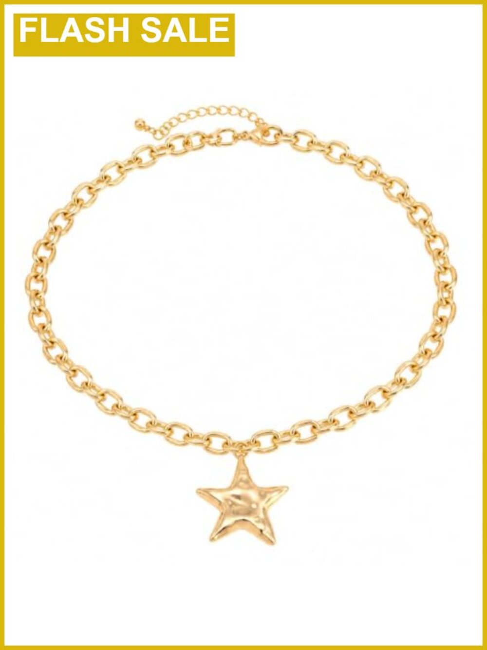 Chunky Star Pendant Necklace Gold Tone Adjustable Boho Statement